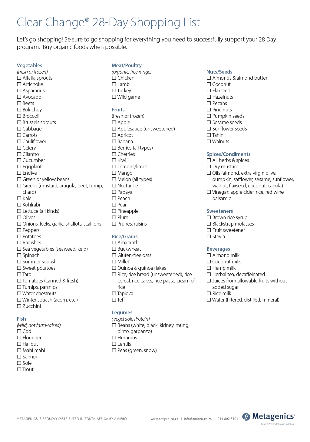 6. Detox Shopping List | 28 Days