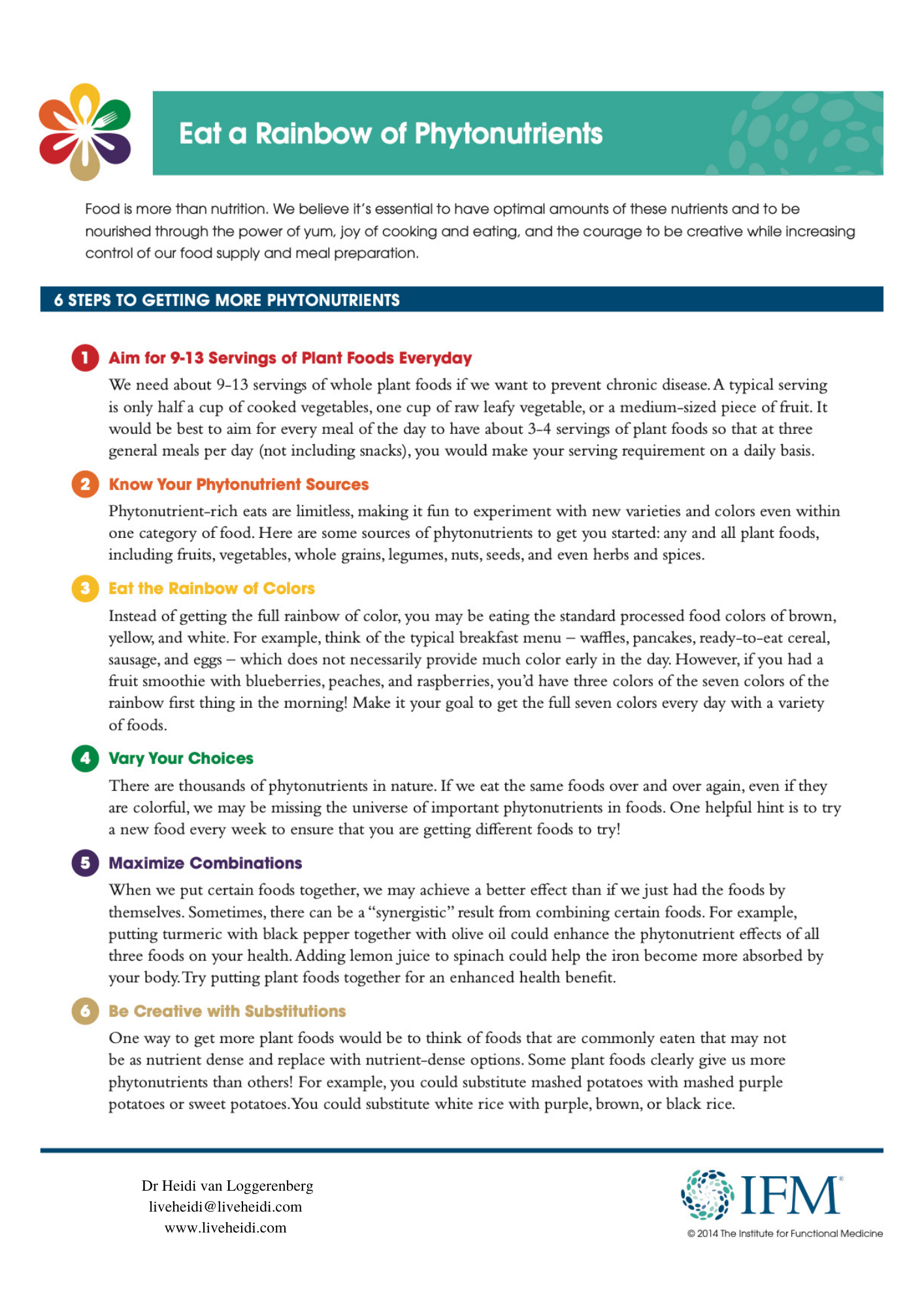 Phytonutrient Rainbow Plant Food Chart